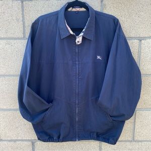 Burberry London, Navy Blue Zip-up, 100% Cotton, Mens Jacket